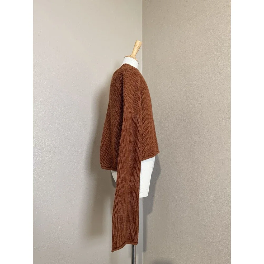 Wild Fable Brown Ribbed Knit Pullover Sweater Crew Neck Lightweight Size L - Picture 4 of 6